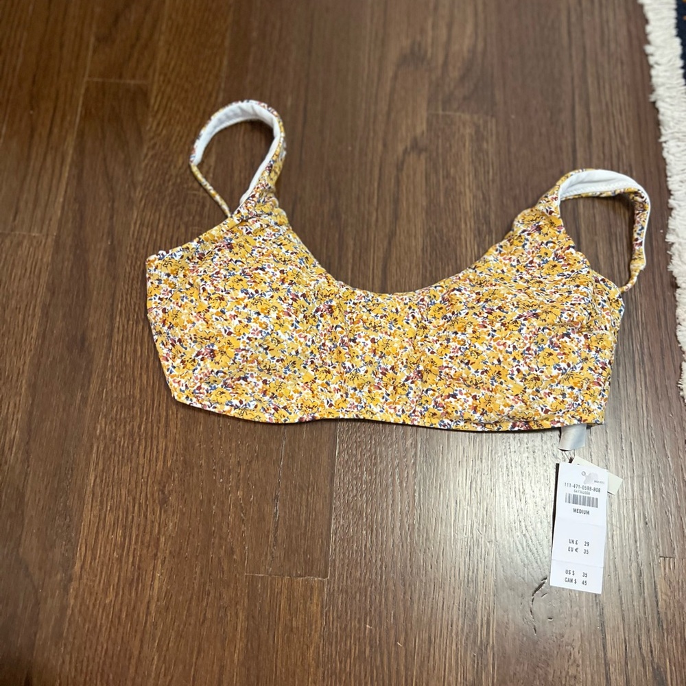 Abercrombie & Fitch Yellow Floral Bikini Top Sz M